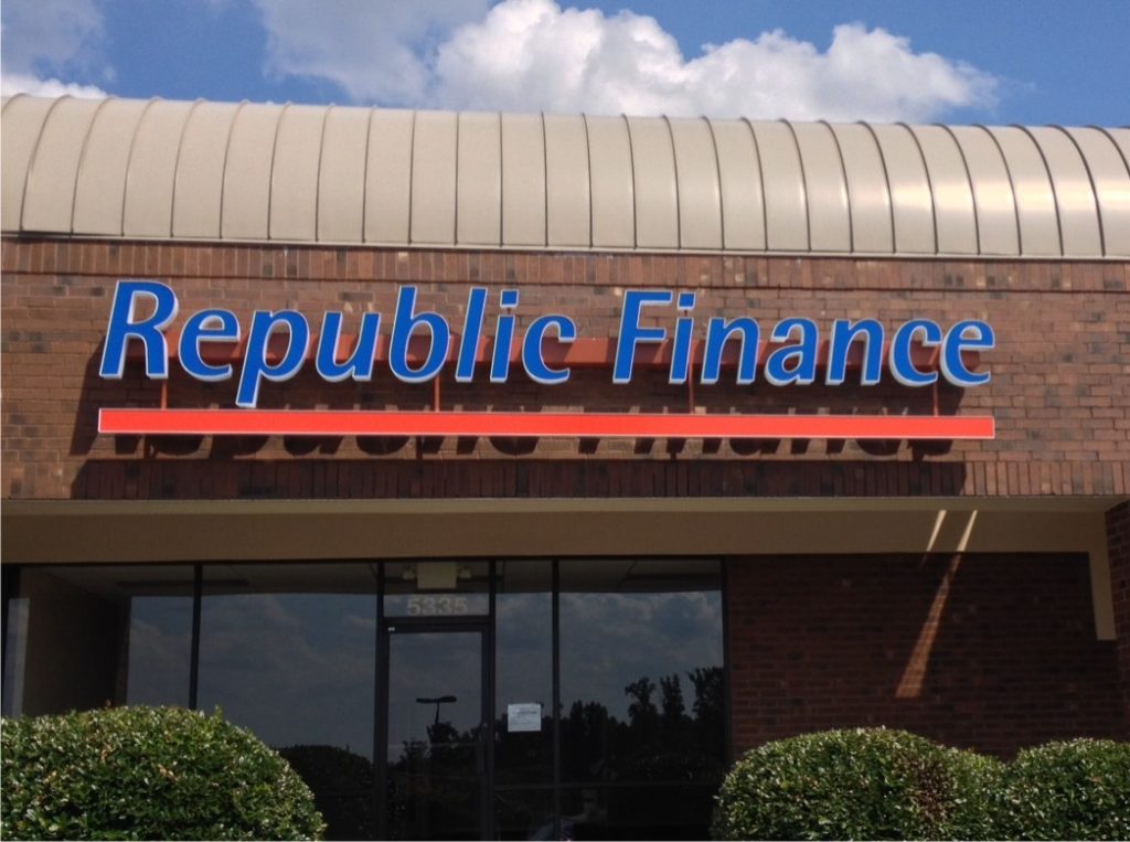 Republic Finance Channel Letters by Adams Signs & Awnings