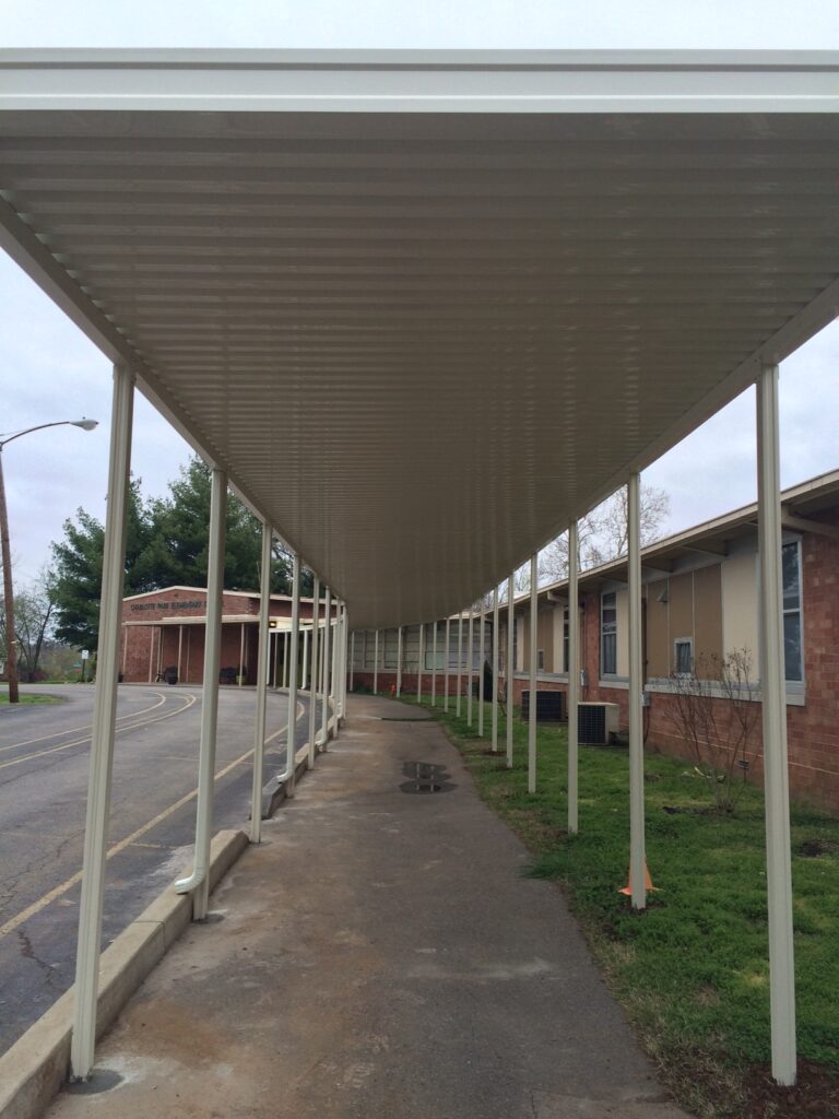 Canopy at Charlotte Park Elementary completed through a partnership with Advance Financial and Adams Signs & Awnings